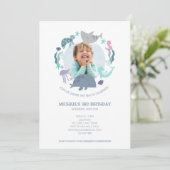 海の中の写真付き誕生日招待状 招待状 (スタンド正面)