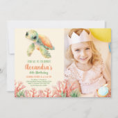 海の中の写真　オーシャン　誕生日 招待状 (正面)