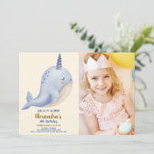 海の中の写真　ベイビーシャワー　オーシャン　誕生日 招待状 (スタンド正面)