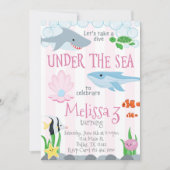 海の中の動物の誕生日パーティー招待状 招待状 (正面)