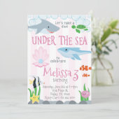 海の中の動物の誕生日パーティー招待状 招待状 (スタンド正面)