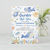 海の中の動物 オワンダ・ザ・シー 誕生日ボーイ 招待状 (スタンド正面)