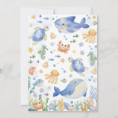 海の中の動物 オワンダ・ザ・シー 誕生日ボーイ 招待状 (裏面)