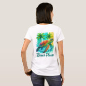 海の中の夏のカメ Tシャツ (裏面フル)