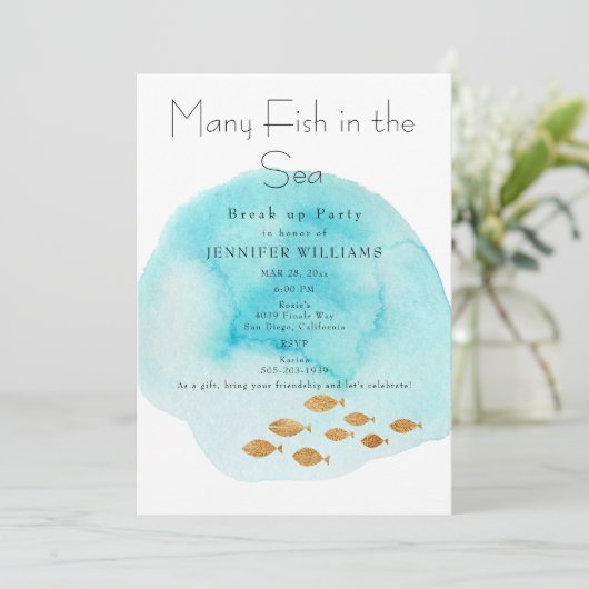 海の中の多くの魚ブレイクアップパーティの招待状 招待状 (スタンド正面)