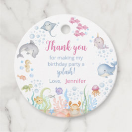 海の中の女の子の誕生日サンクスギフト フェイバータグ