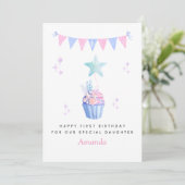 海の中の娘の1歳の誕生日カード カード (スタンド正面)