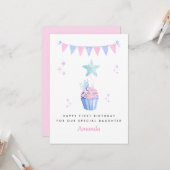 海の中の娘の1歳の誕生日カード カード (正面/裏面インサイチュ)