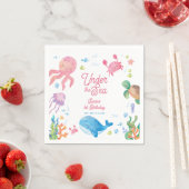 海の中の子供たちの1歳の誕生日 スタンダードカクテルナプキン (インサイチュ)