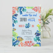 海の中の子供の誕生日パーティー招待状 招待状 (スタンド正面)