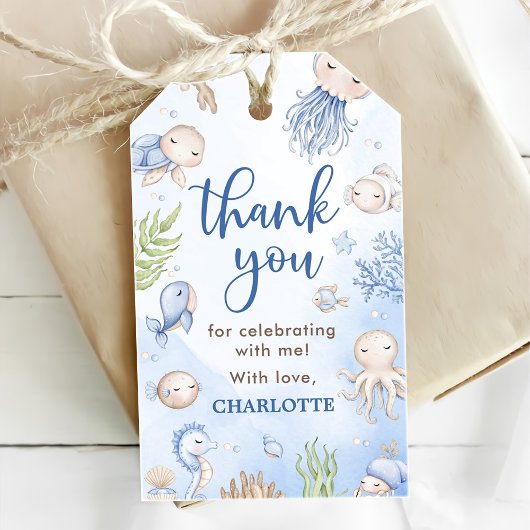 海の中の子供の誕生日パーティー ギフトタグ
