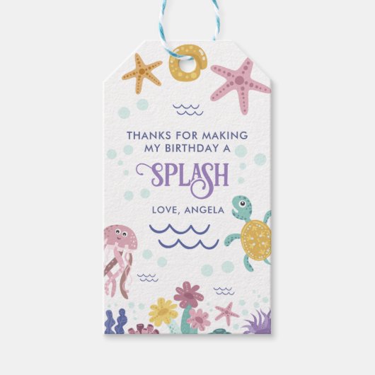 海の中の子供用誕生日記念品 ギフトタグ (正面)