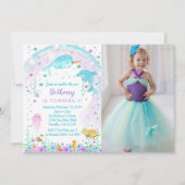 海の中の少女の写真招待状、写真カード 招待状 (正面)