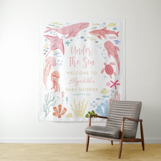 海の中の少女ベイビーシャワー歓迎 タペストリー (インサイチュ)