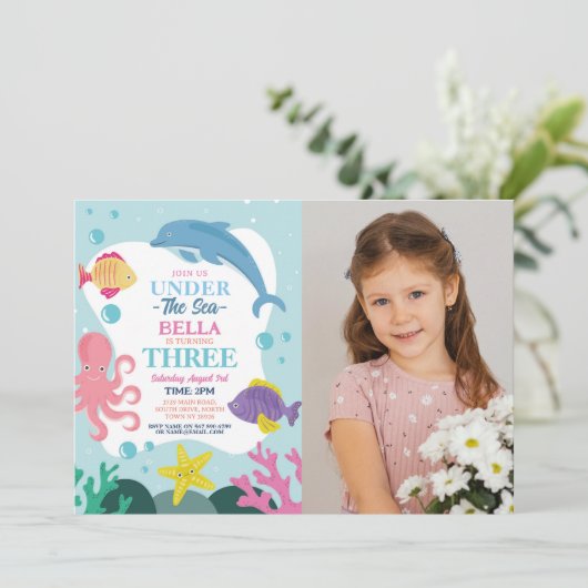 海の中の少女 THREE 海のイルカの写真 3rd 招待状 (スタンド正面)