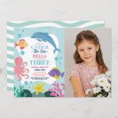 海の中の少女 THREE 海のイルカの写真 3rd 招待状 (正面/裏面)