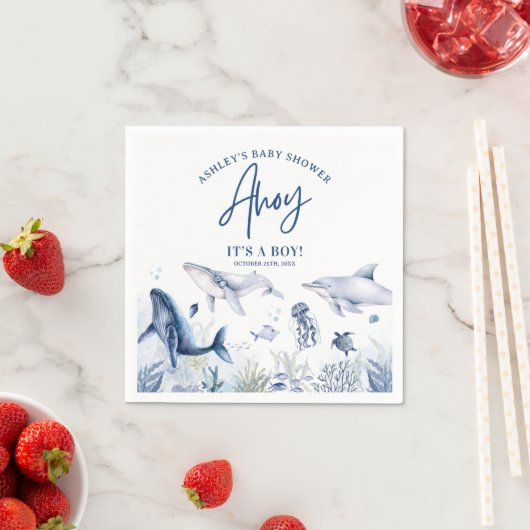 海の中の少年よ！　～お魚さんたちと一緒にお祝い～　青い海のブルブルお披露目パーティ スタンダードカクテルナプキン (インサイチュ)