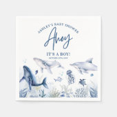 海の中の少年よ！　～お魚さんたちと一緒にお祝い～　青い海のブルブルお披露目パーティ スタンダードカクテルナプキン (正面)