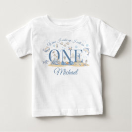 海の中の少年1歳の誕生日Tシャツ When I Wake ベビーTシャツ