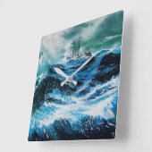 『海の中の嵐』 スクエア壁時計 (傾斜)