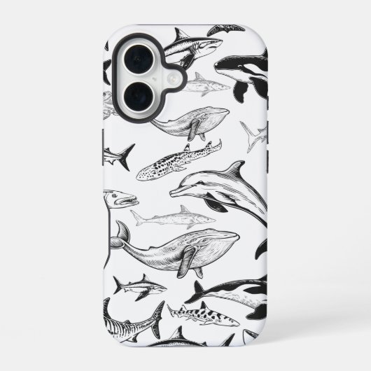 海の中の巨人 パターン iPhone 16ケース (裏面)