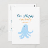 海の中の幸せな青いタコの誕生日 ポストカード (正面/裏面)