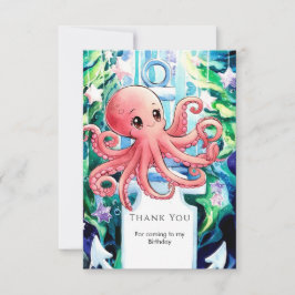 海の中の幻想的なタコの誕生日 サンキューカード