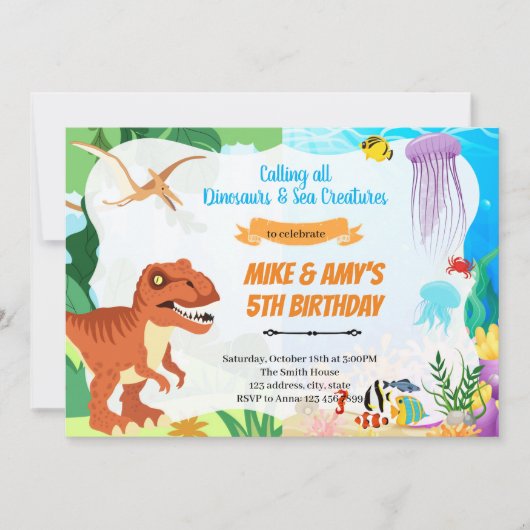 海の中の恐竜合同パーティー 招待状 (正面)