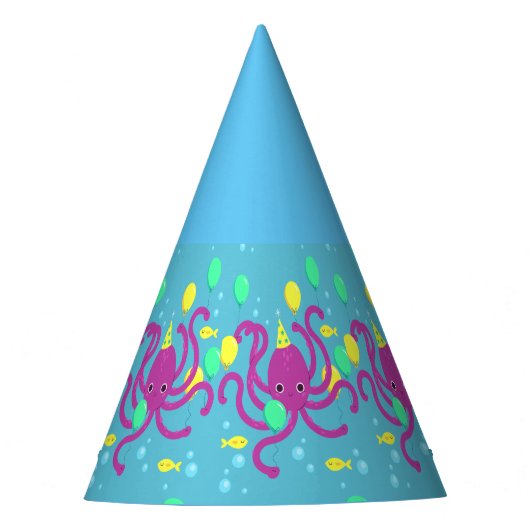 海の中の招待状 タコの誕生日 パーティーハット (正面)