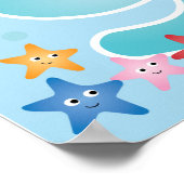 海の中の明るくてかわいい動物の数字 ポスター (角)