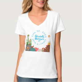海の中の植物と魚とサンゴの誕生日デザイン Tシャツ
