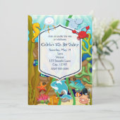 海の中の楽しい子供の誕生日パーティーの招待状 招待状 (スタンド正面)