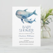海の中の水彩クジラ 赤ちゃん歓迎会 招待状 (スタンド正面)