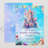 海の中の水彩画の子供の誕生日招待状 招待状 (正面/裏面)