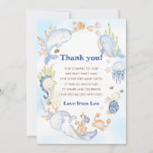 海の中の海の生き物の誕生日お礼カード 招待状 (正面)