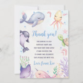 海の中の海の生き物の誕生日感謝カード 招待状 (正面)