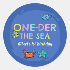 海の中の海の青 1歳の誕生日 ラウンドシール