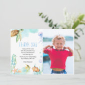 海の中の海洋動物の誕生日感謝メッセージ サンキューカード (スタンド正面)