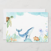 海の中の海洋動物の誕生日感謝メッセージ サンキューカード (裏面)