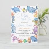 海の中の海洋動物の誕生日招待状 招待状 (スタンド正面)