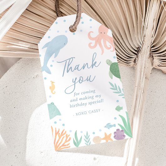 海の中の海洋動物の誕生日 ギフトタグ