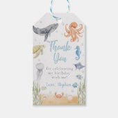 海の中の海洋動物の誕生日 ギフトタグ (正面)