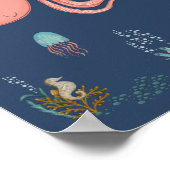 海の中の海洋動物タコのベビー寝室ポスター ポスター (角)