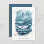 海の中の男の子のベビーシャワー招待状 招待状 (正面/裏面)