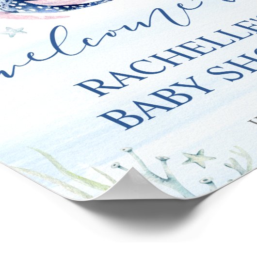 海の中の男の子の赤ちゃんシャワーへようこそ ポスター (角)