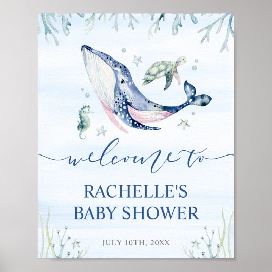海の中の男の子の赤ちゃんシャワーへようこそ ポスター (正面)