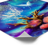 海の中の白いクラゲ ポスター (角)