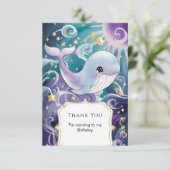 海の中の簡単な子供のクジラの誕生日 サンキューカード (スタンド正面)