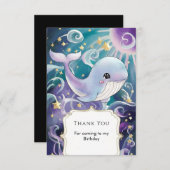 海の中の簡単な子供のクジラの誕生日 サンキューカード (正面/裏面)
