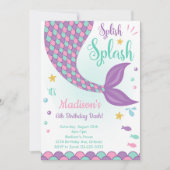 海の中の紫の人魚の尾の誕生日招待状 招待状 (正面)